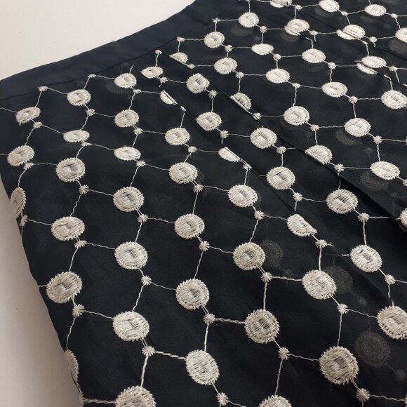 Ann Taylor Black Embroidered Dots Silk Skirt - Picture 2 of 13